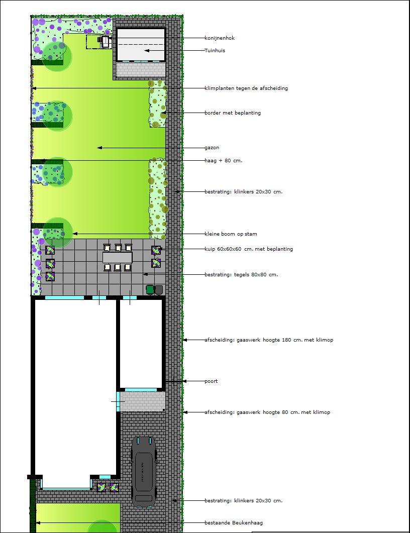 Voorbeeld tuinontwerp kavel van nieuwbouwproject het Blazoen te Best